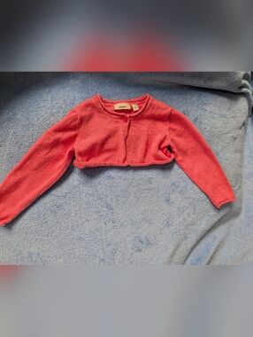 4/$20 Mexx Cropped Coral Cardigan 6-12M Knit Single Button Lightweight